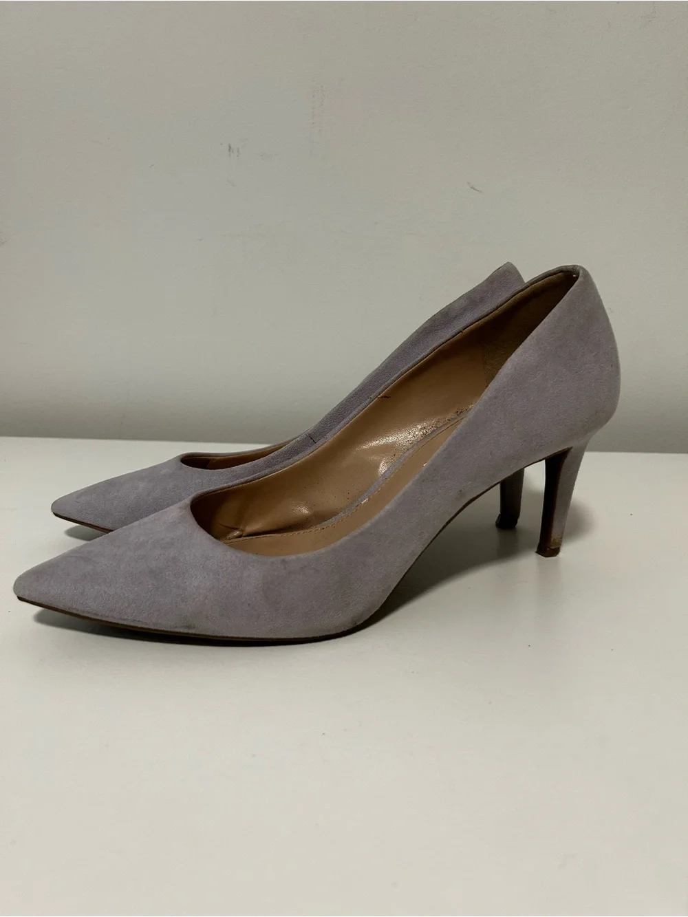Kelly & Katie Dusty Lavender Suede Pointed-Toe Pumps
